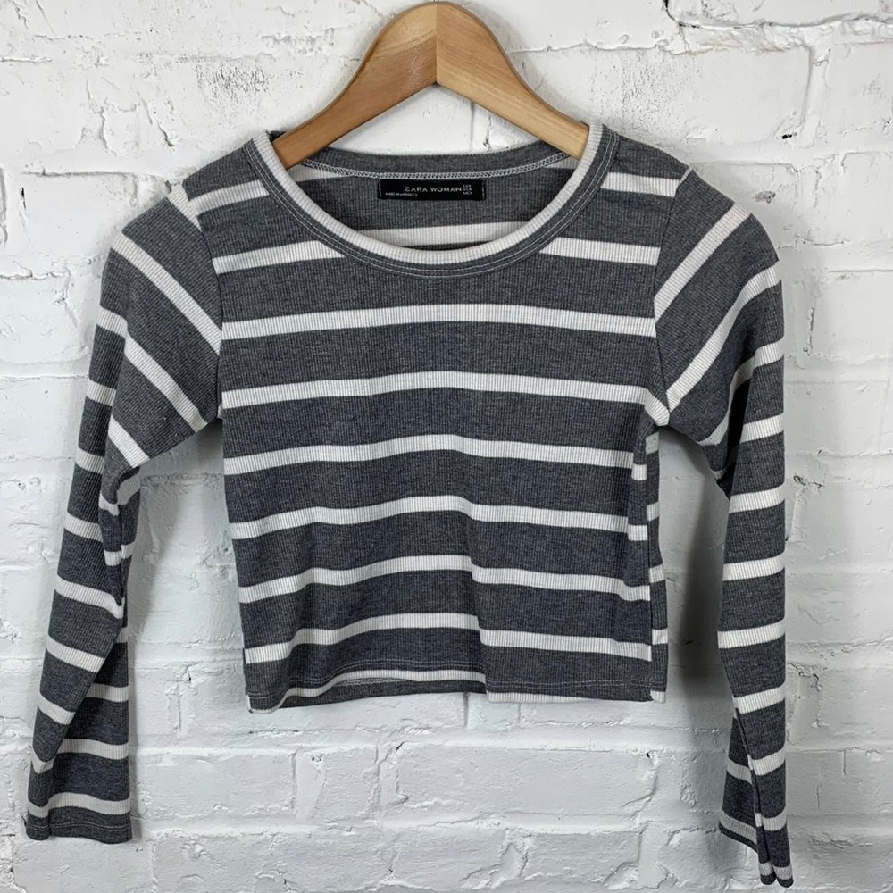 Zara ribbed long sleeve crop top